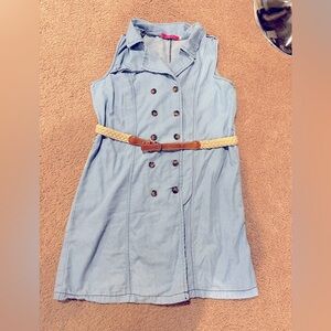 STYLISH blue denim acid-wash button up sleveless dress